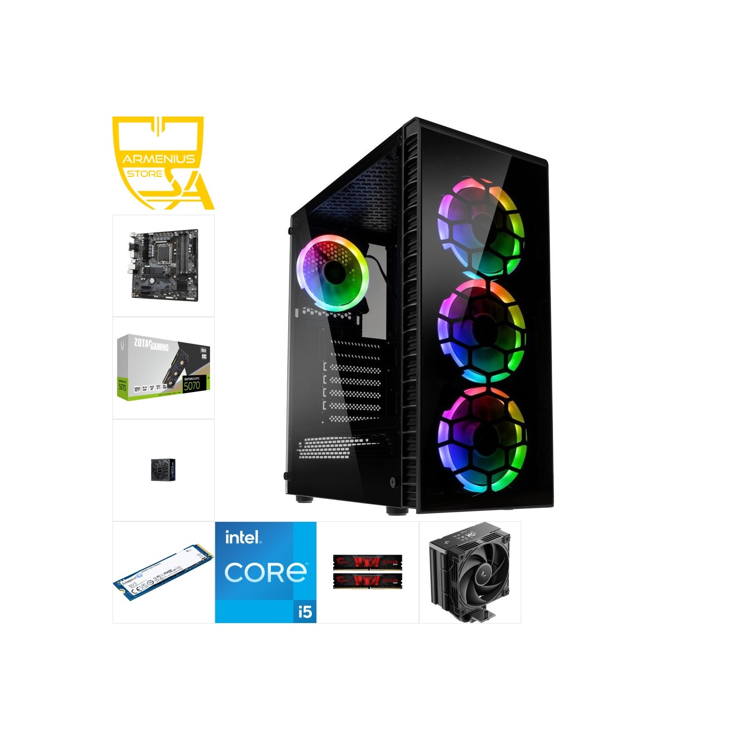 Custom Gaming PC - Intel i5-12400F, RTX 5070, 32GB DDR4, 1TB NVMe — Buy in Cyprus with Fast Delivery
