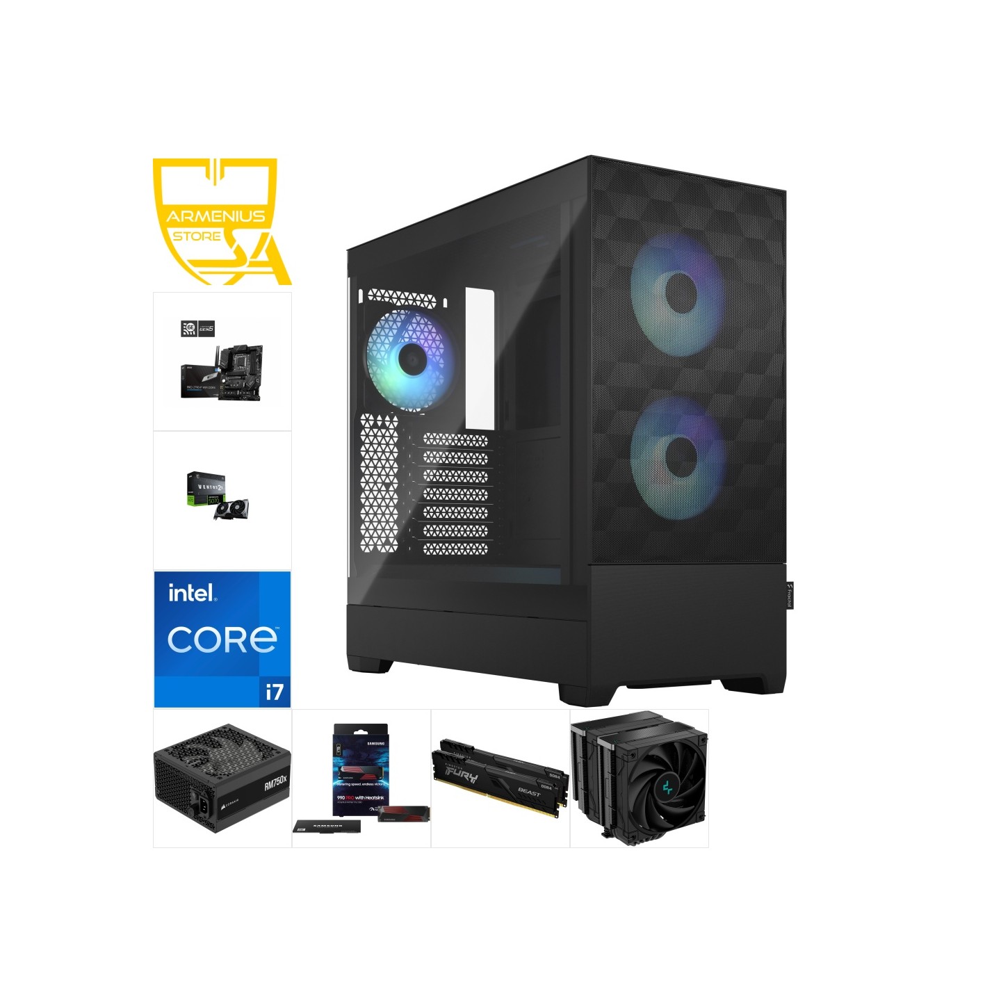 Custom Gaming PC - Intel Core i7-14700, RTX 5070, 32GB DDR4, 2TB NVMe — Buy in Cyprus with Fast Delivery
