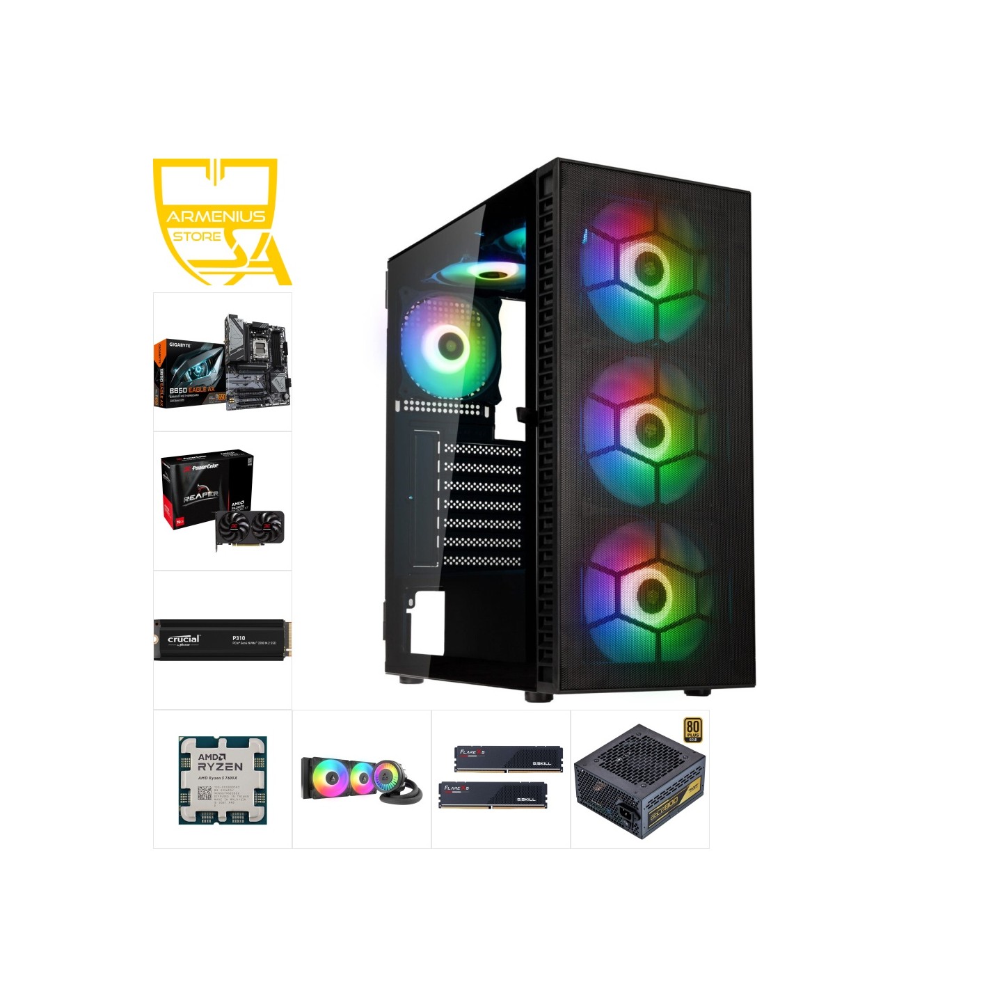 Custom Gaming PC - Ryzen 5 7600X, Radeon RX 9060 XT, 32GB DDR5, 1TB NVMe — Buy in Cyprus with Fast Delivery