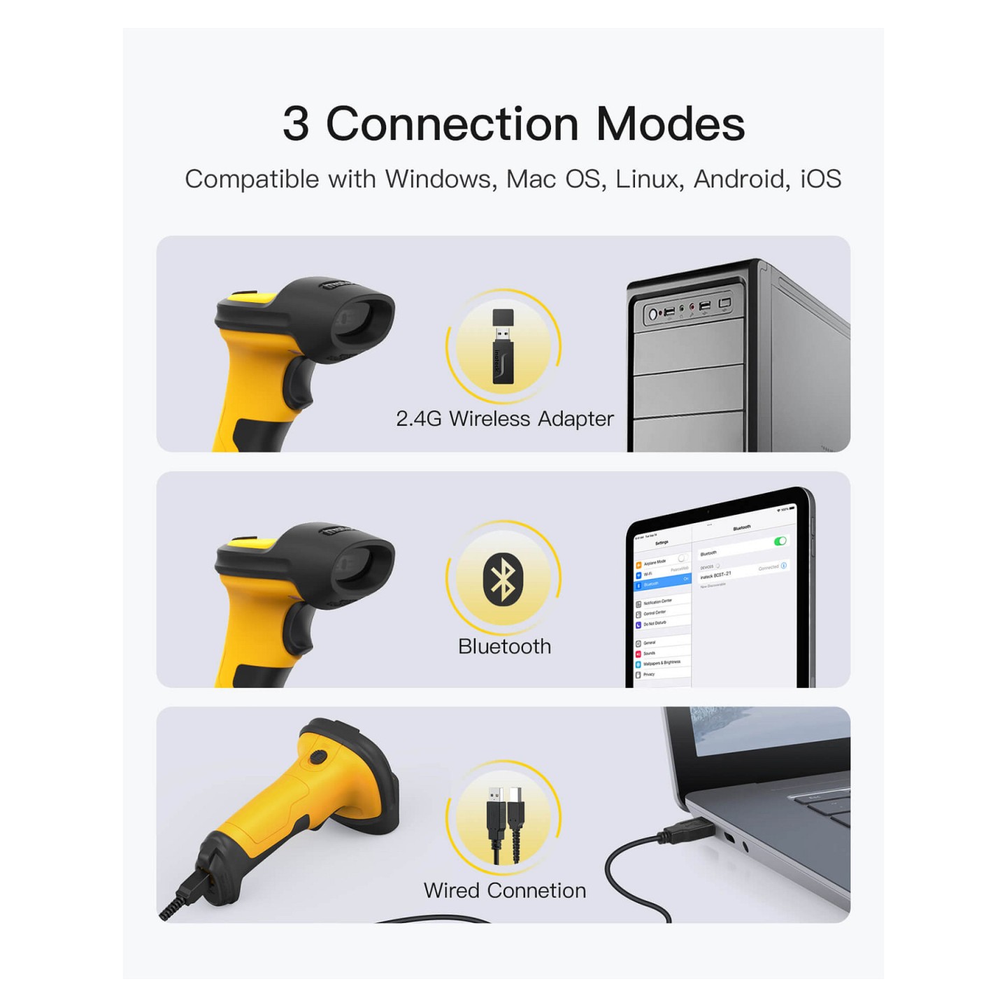 inateck Barcodescanner P6-AI yellow [BCST-P6-AI_yellow] — Buy in Cyprus with Fast Delivery