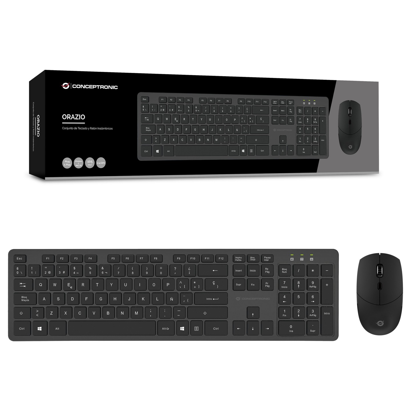 CONCEPTRONIC Wireless Keyboard+Mouse.Layout spanisch sw — Buy in Cyprus with Fast Delivery