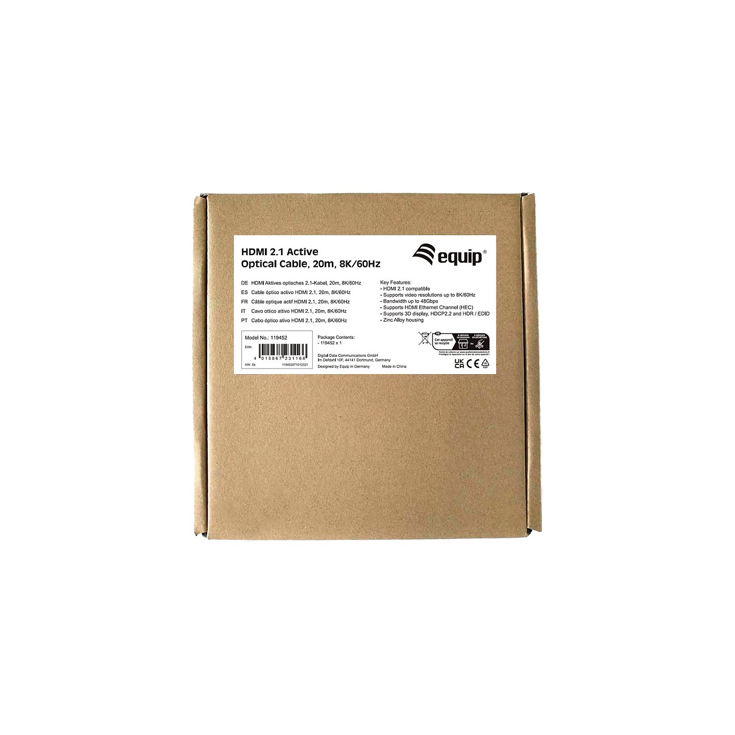 Equip HDMI UHS Ethernet 2.1 A-A St St 20.0m 8K60Hz HDR sw — Buy in Cyprus with Fast Delivery