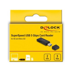 Delock Card Reader SuperSpeed USB 5 Gbps für SD und Micro SD Speicherkarten — Buy in Cyprus with Fast Delivery