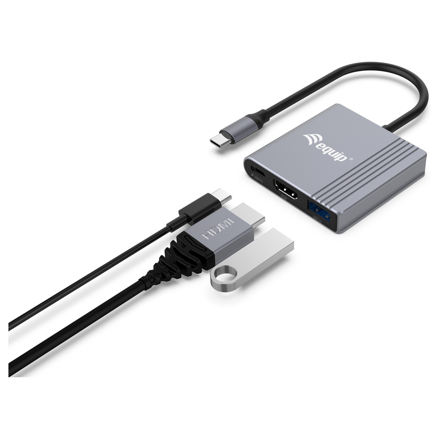 Equip Dock USB-C- to HDMI.USB-A.100WPD 25cm gr — Buy in Cyprus with Fast Delivery