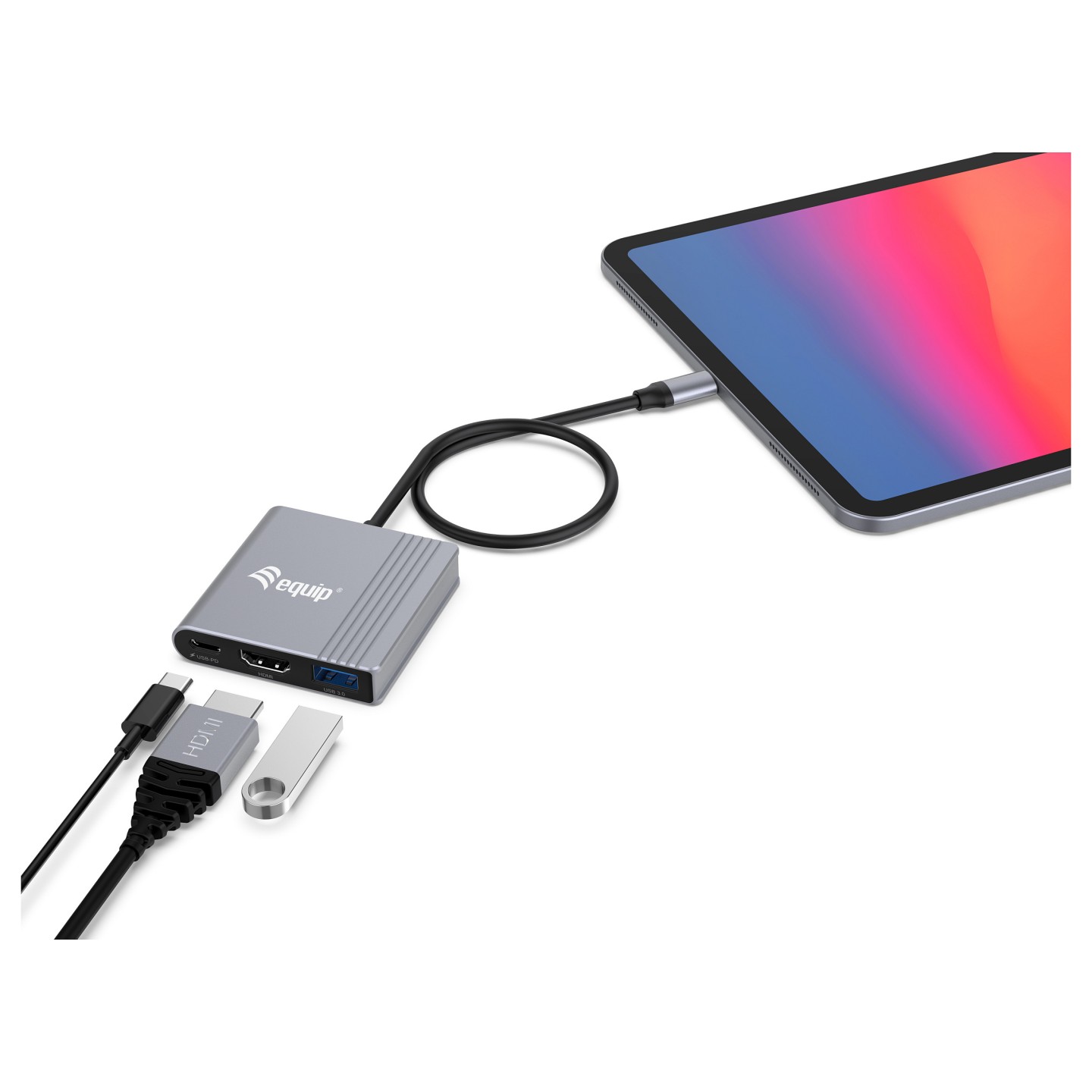 Equip Dock USB-C- to HDMI.USB-A.100WPD 25cm gr — Buy in Cyprus with Fast Delivery