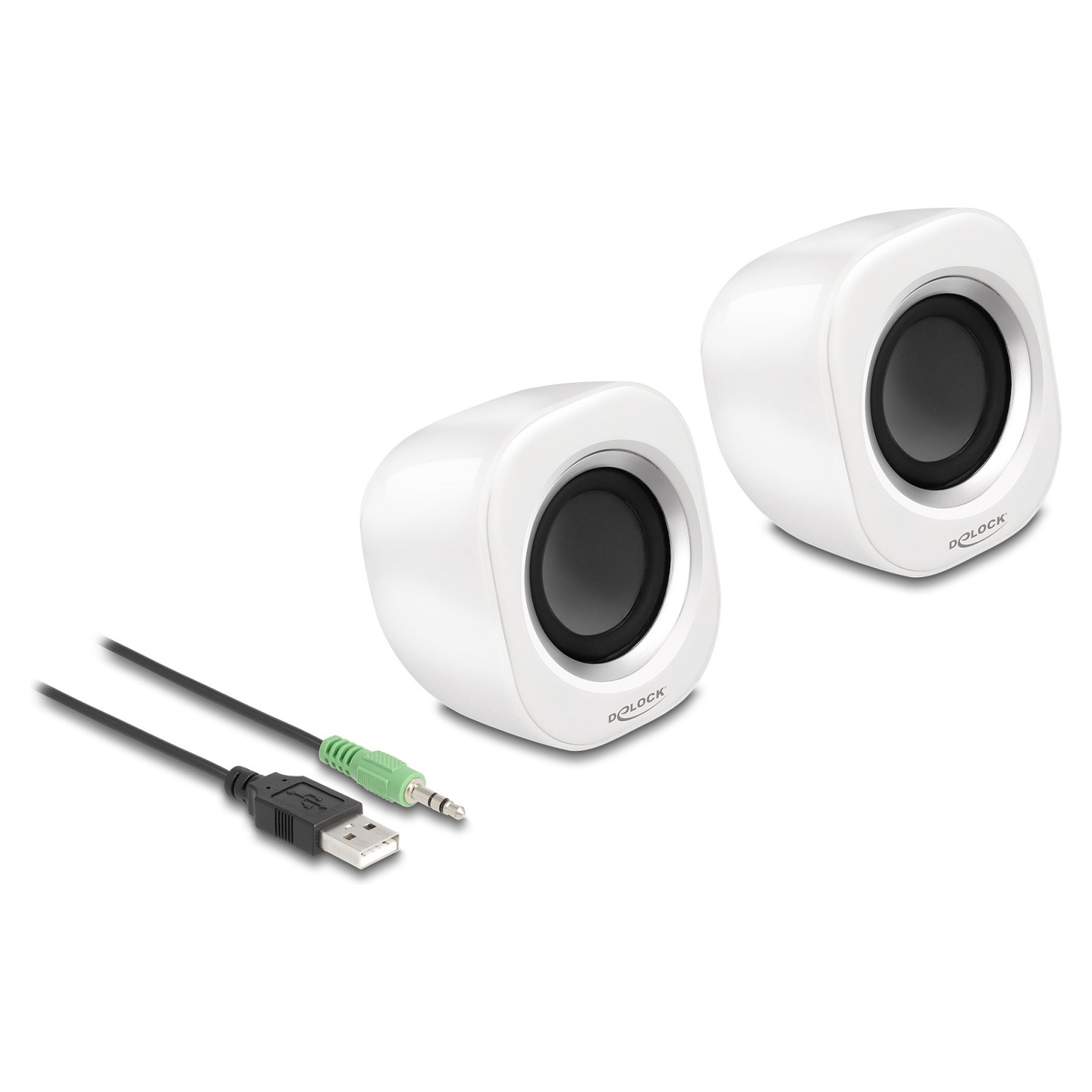 Mini Stereo PC Lautsprecher mit 3.5 mm Klinkenstecker und USB Stromversorgung weiß — Buy in Cyprus with Fast Delivery