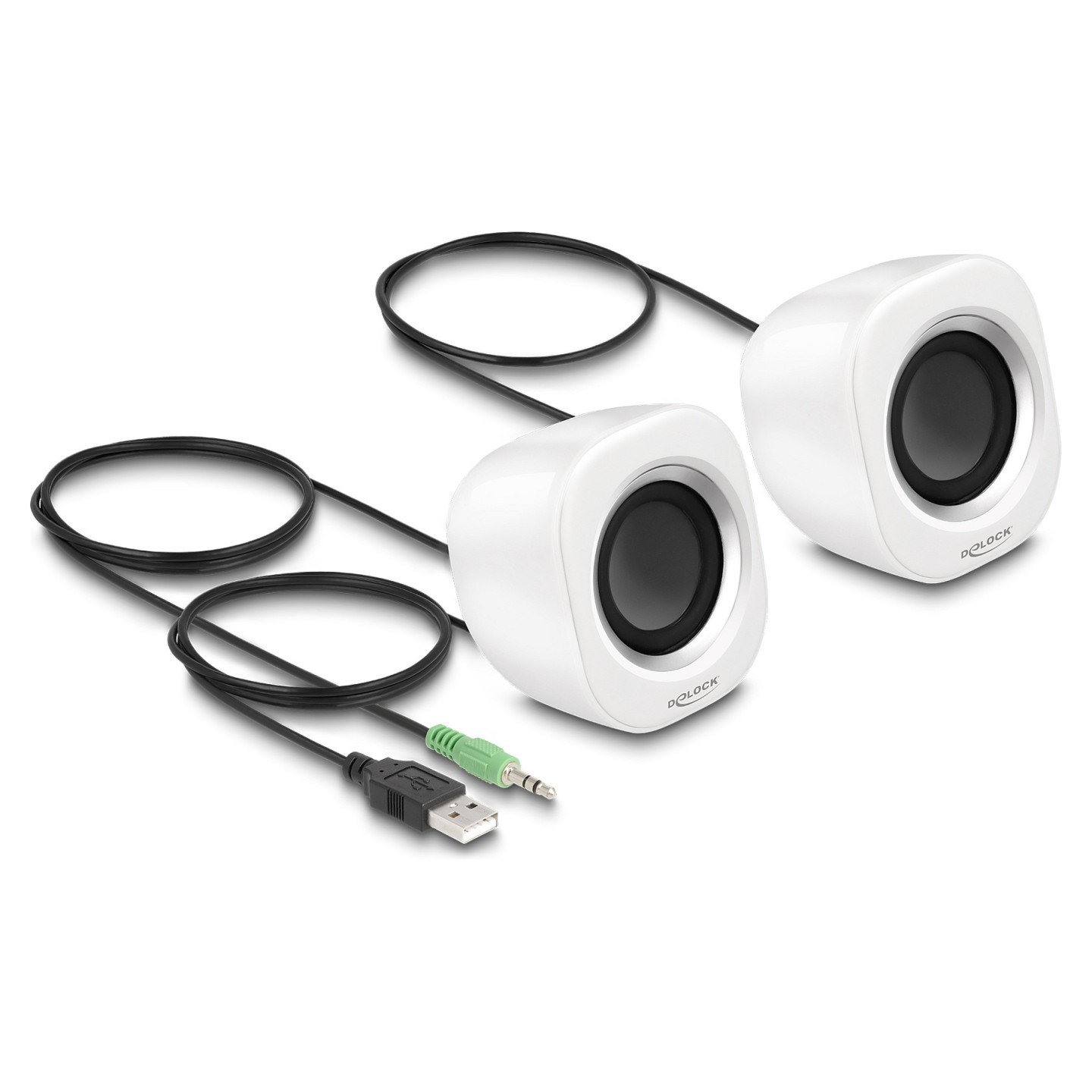 Mini Stereo PC Lautsprecher mit 3.5 mm Klinkenstecker und USB Stromversorgung weiß — Buy in Cyprus with Fast Delivery