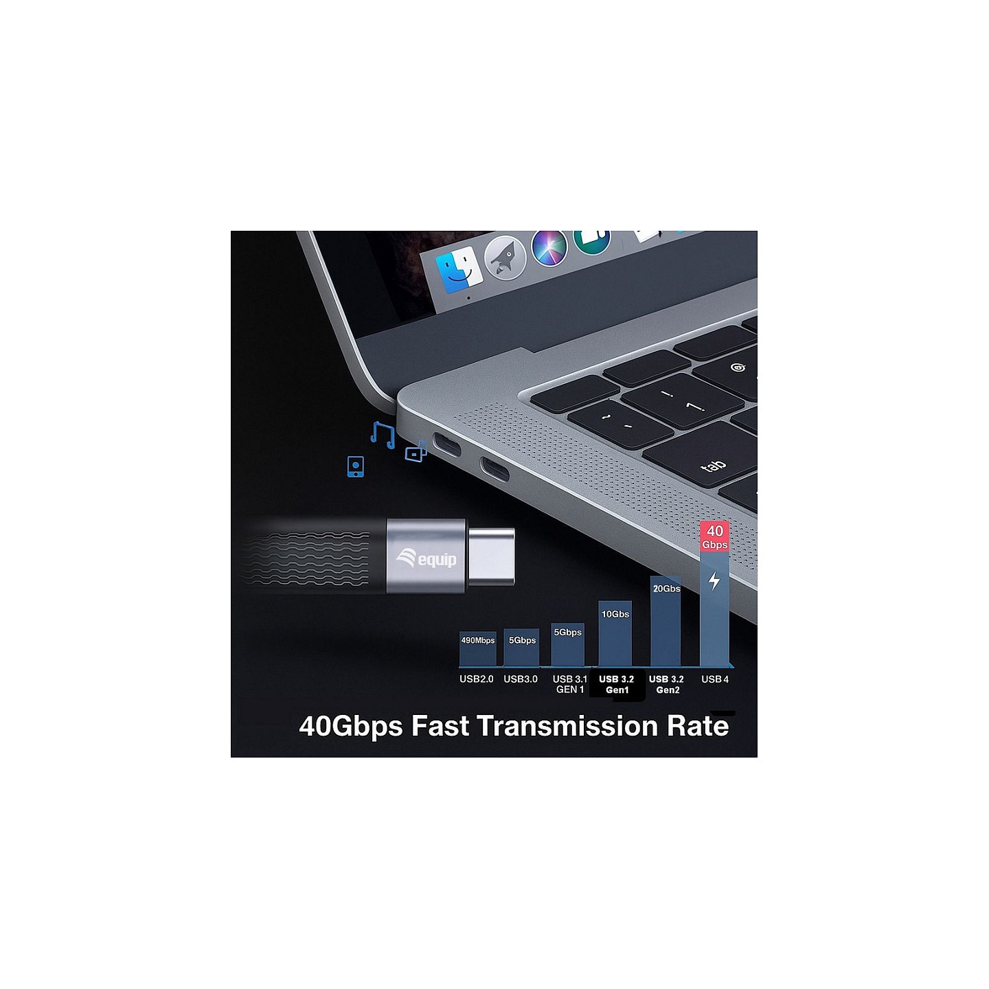 Equip Kabel USB 4 Gen.3 - to USB-C St St 0.13m 80Gbps sw — Buy in Cyprus with Fast Delivery