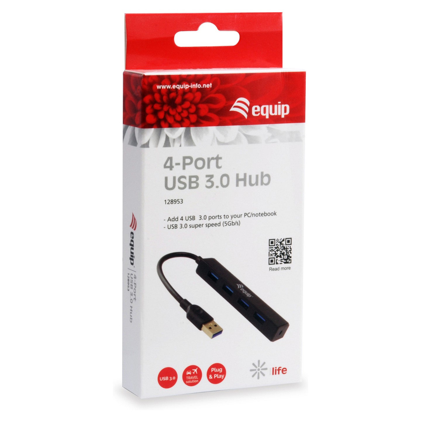 Equip USB-Hub 4-Port 3.0 - to 4x3.0 5Gbps o.Netzteil sw — Buy in Cyprus with Fast Delivery