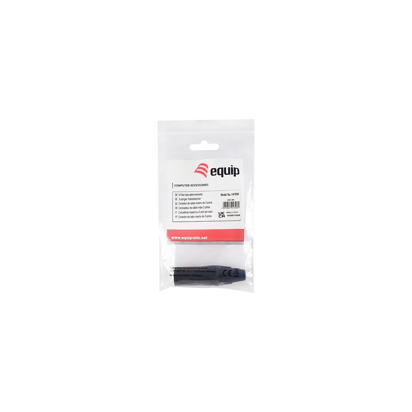 Equip Kabelverbinder 3-Polig Stecker schwarz — Buy in Cyprus with Fast Delivery