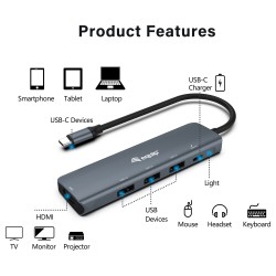 Equip Dock USB-C- to HDMI.3xUSB3.0.100WPD 25cm gr — Buy in Cyprus with Fast Delivery