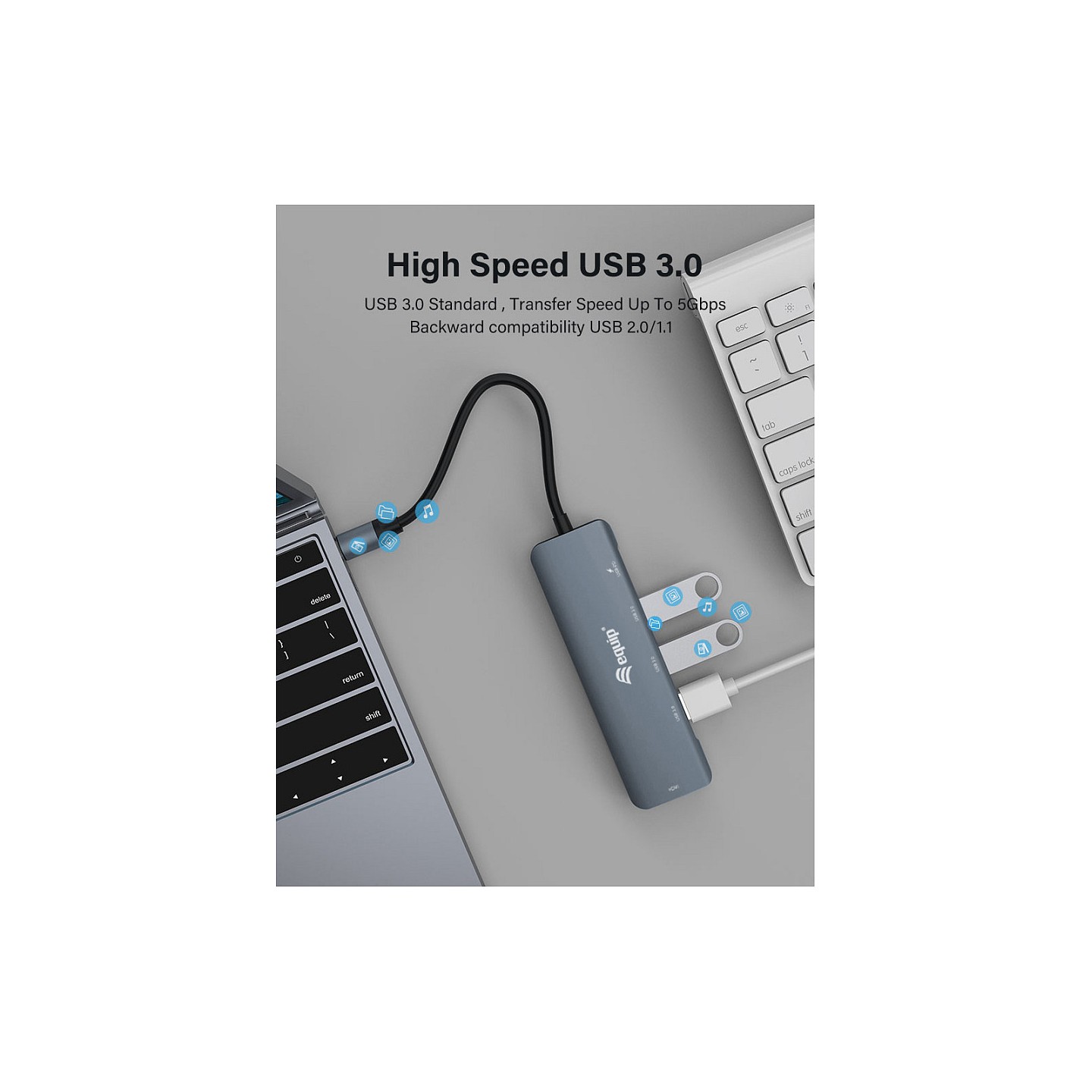 Equip Dock USB-C- to HDMI.3xUSB3.0.100WPD 25cm gr — Buy in Cyprus with Fast Delivery