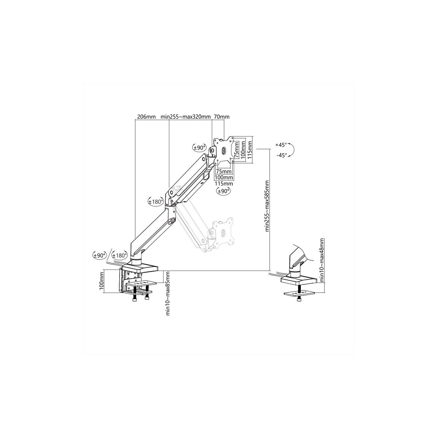 ROLINE LCD-Arm. Tischmontage. Gasfeder. 5 Gelenke. bis 18 kg — Buy in Cyprus with Fast Delivery