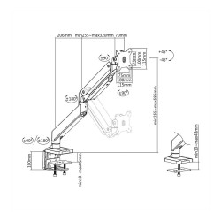 ROLINE LCD-Arm. Tischmontage. Gasfeder. 5 Gelenke. bis 18 kg — Buy in Cyprus with Fast Delivery