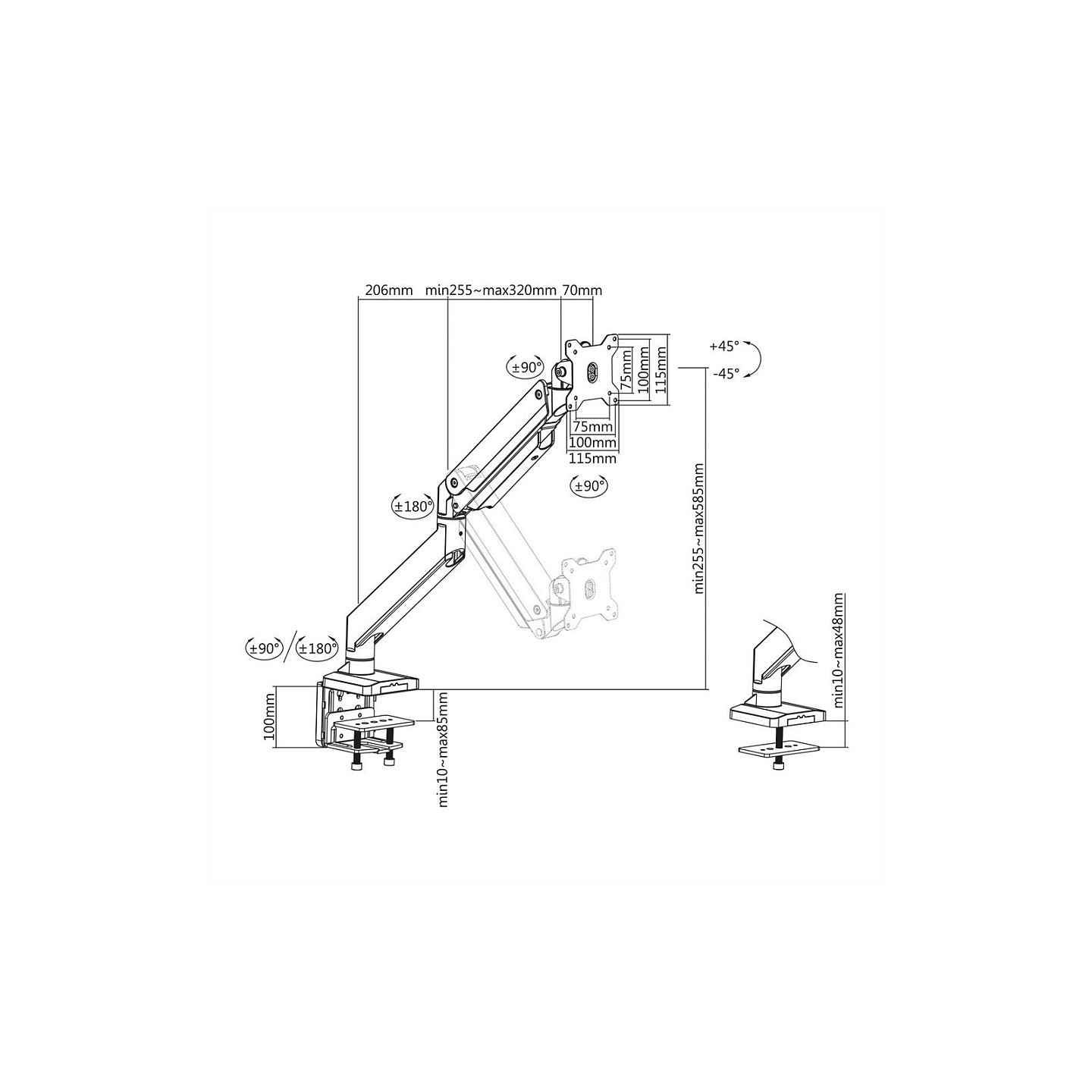 ROLINE LCD-Arm. Tischmontage. Gasfeder. 5 Gelenke. bis 18 kg — Buy in Cyprus with Fast Delivery