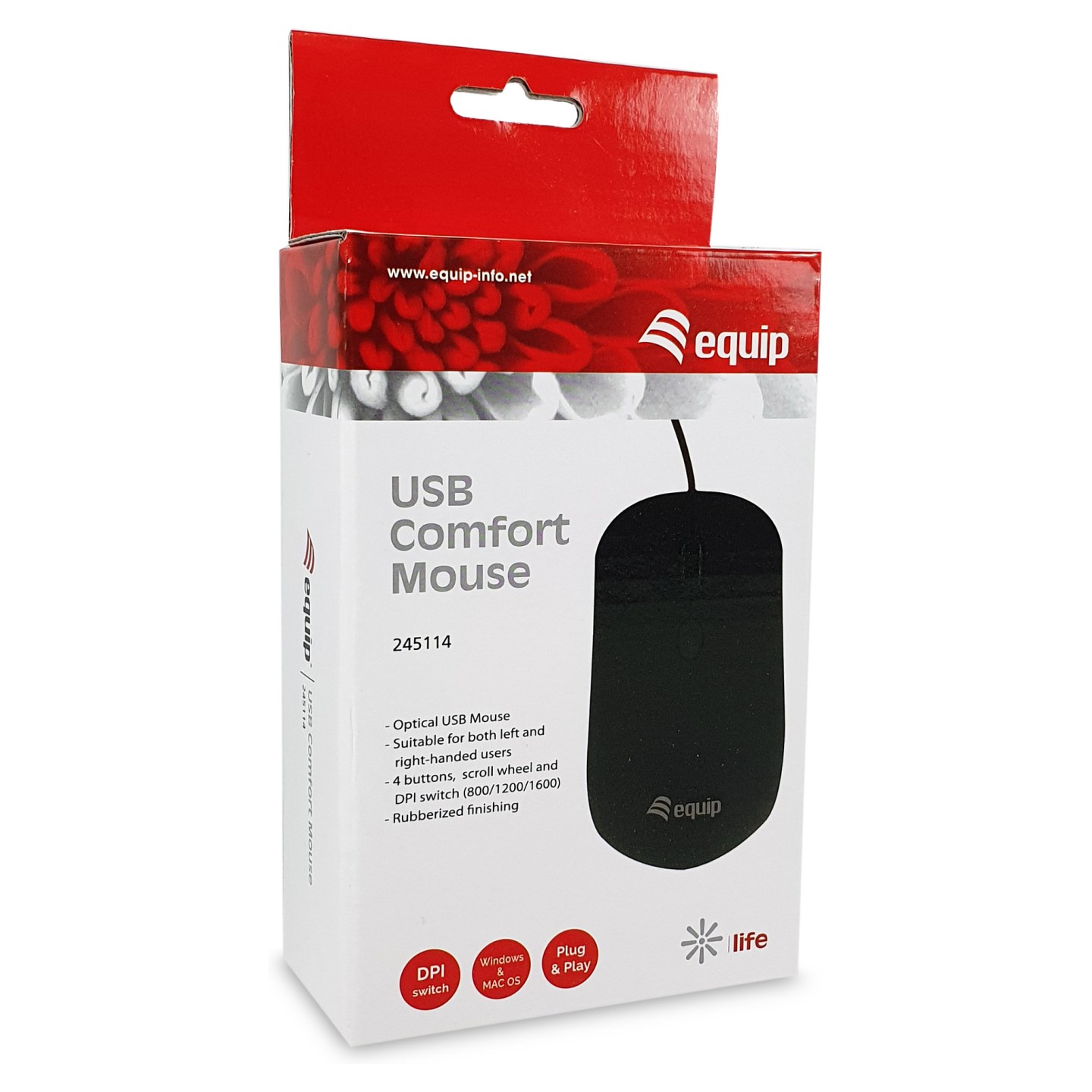 Equip Optische Maus USB Komfort Rechts-Linkshänder 1.8m sw — Buy in Cyprus with Fast Delivery