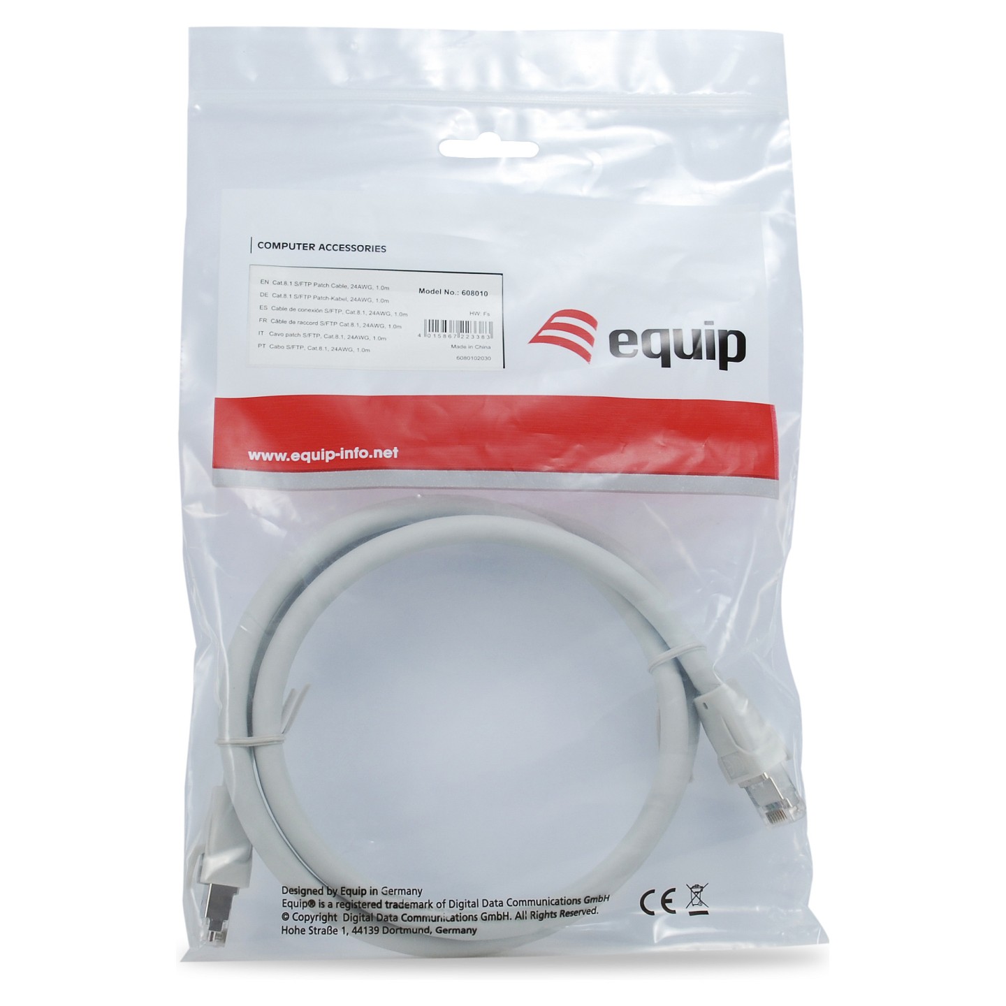 Equip Patchkabel Cat8.1 S FTP 2xRJ45 0.50m grau LSZH Polybeutel — Buy in Cyprus with Fast Delivery