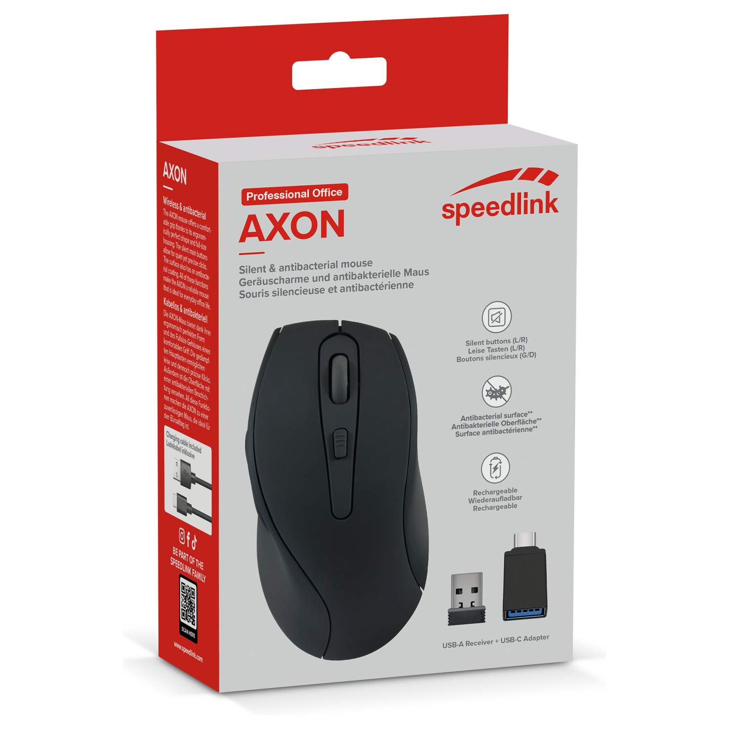 Speedlink Maus AXON. Leise & Antibakteriell mit Akku sw retail — Buy in Cyprus with Fast Delivery