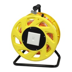 Synergy21 Kabeltrommel. CAT6A. 50m. CAT7A Rohkabel S-STP(S FTP). mit 2x Buchsen RJ45(CAT6A). LSZH.