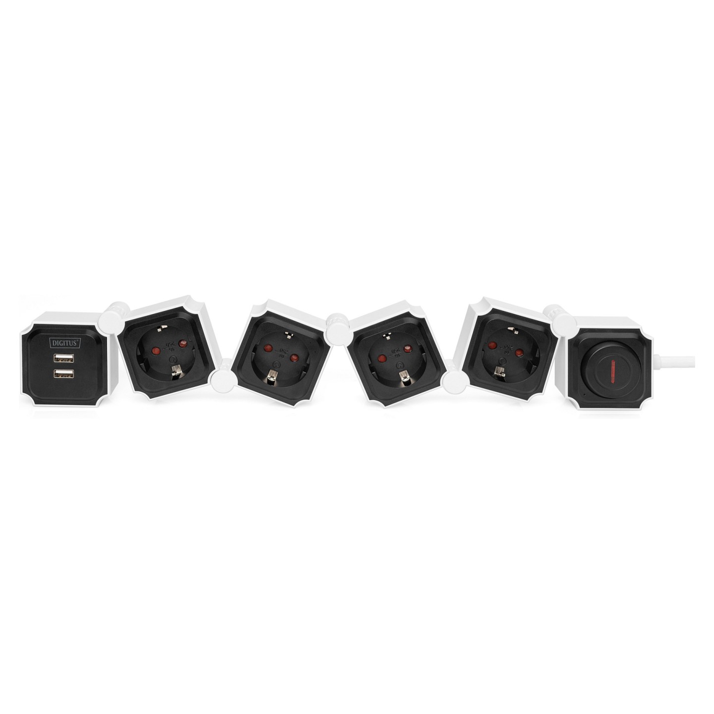 DIGITUS Steckdosenleiste 4x + 2USB. Schalter. Flexibel 1.6m — Buy in Cyprus with Fast Delivery