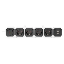 DIGITUS Steckdosenleiste 4x + 2USB. Schalter. Flexibel 1.6m — Buy in Cyprus with Fast Delivery