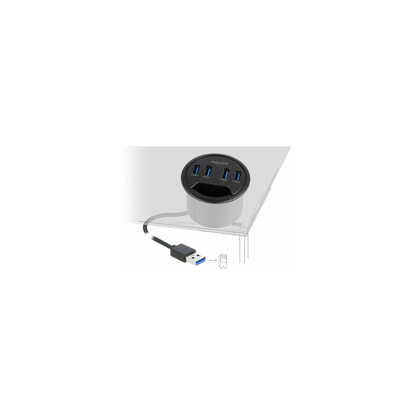 DELOCK 4 Port Tisch-Hub mit 4x SuperSpeed USB Typ-A Port — Buy in Cyprus with Fast Delivery