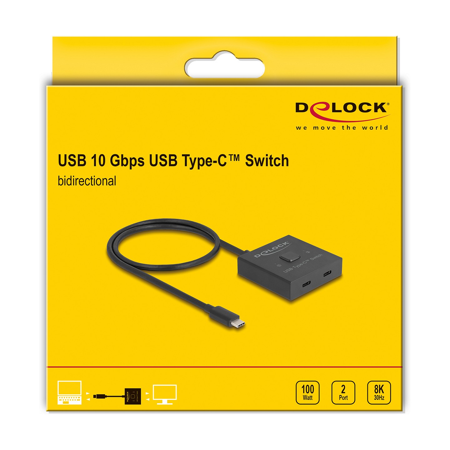DELOCK USB 10 Gbps USB Type-C Switch 2 auf 1 bidirektional 8K — Buy in Cyprus with Fast Delivery