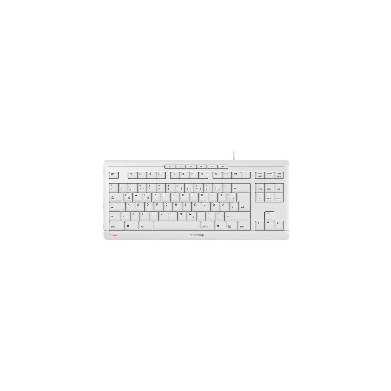Cherry STREAM TKL Keyboard - White - Tenkeyless (87%), USB Wired, Scissor Switches, German QWERTZ, 94 keys