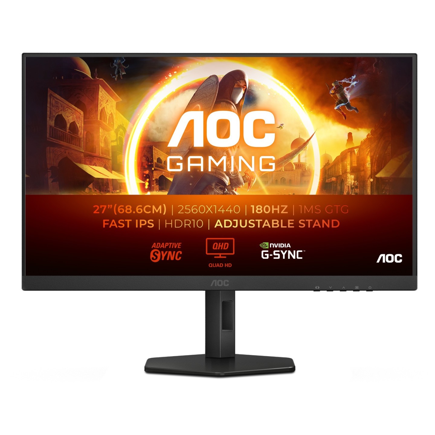 AOC Q27G4XF 27" QHD 180Hz Fast IPS 1ms HDR10 - HDMI 2.0 + DP Height/Adjustable (Boxed) — Buy in Cyprus with Fast Delivery