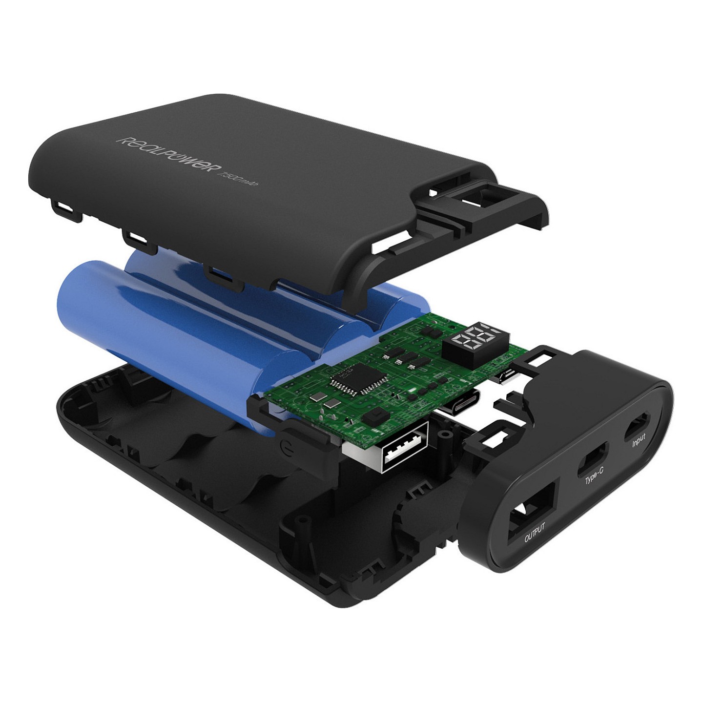 RealPower Powerbank PB-7500C schwarz 7.500mAh — Buy in Cyprus with Fast Delivery