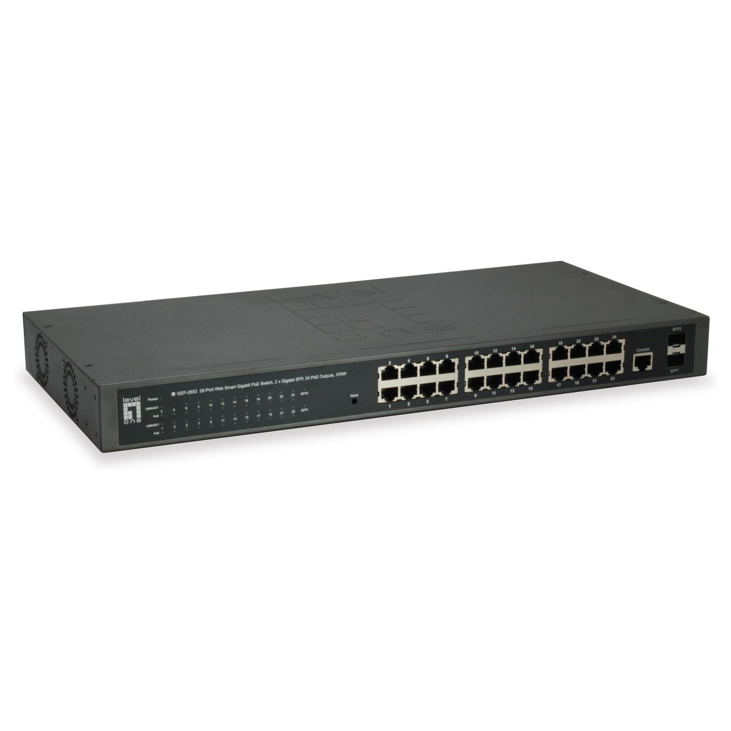 Switch 24x GE GEP-2652 2xGSFP 19' 370W 24xPoE+ — Buy in Cyprus with Fast Delivery