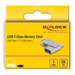 STICK HUB DELOCK USB 5 Gbps USB-C + Typ-A Speicherstick 256GB - Metallgehuse — Buy in Cyprus with Fast Delivery