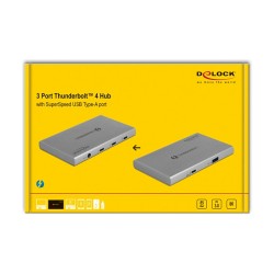 DELOCK Thunderbolt 4 Hub 3 Port mit zustzlichem SuperSpeed USB 10Gbps Typ-A Port - 8K — Buy in Cyprus with Fast Delivery