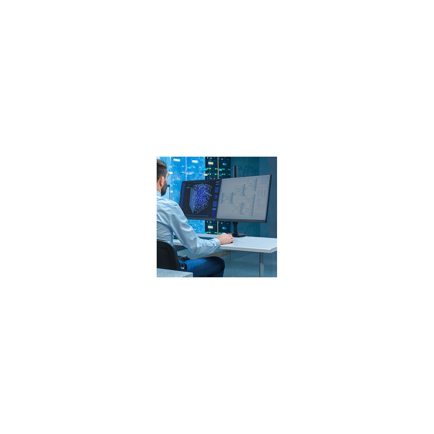 Ergotron LX - Befestigungskit (Doppelarm. hohe Säule) - für 2 LCD-Displays - mattschwarz - Bildschirmgröße: bis zu 10...