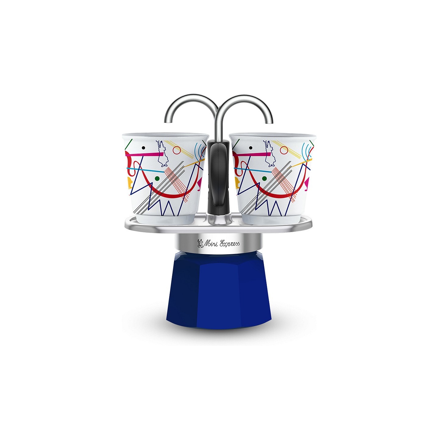 Bialetti Mini Express - Espressokocher-Set - blau + 2 Becher aus Arte Collection Kandinsky — Buy in Cyprus with Fast Delivery