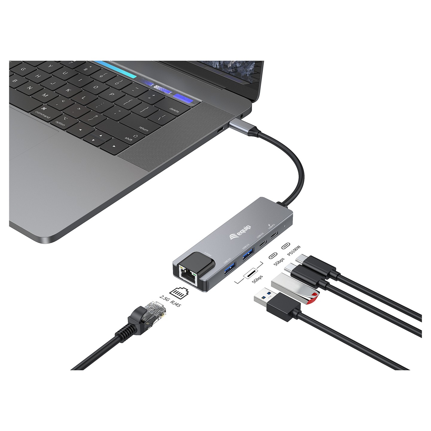 Equip Adapter USB-C - to RJ45 10 100 1000 2500 Mbps + USB 3.2 — Buy in Cyprus with Fast Delivery