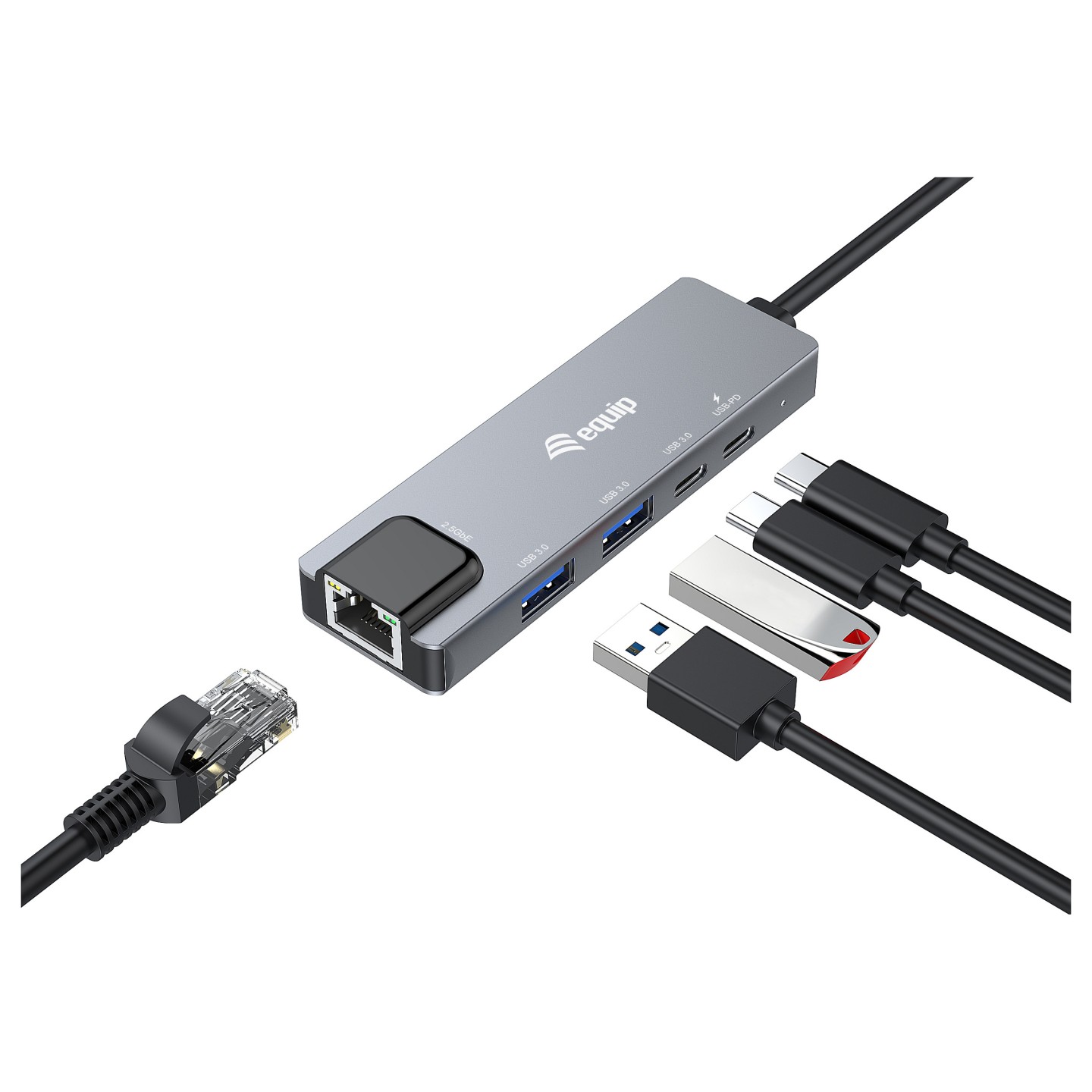 Equip Adapter USB-C - to RJ45 10 100 1000 2500 Mbps + USB 3.2 — Buy in Cyprus with Fast Delivery