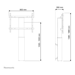 NEOMOUNTS TV Monitor LFD Elektrische Wandhalterung 106.7-254cm 42-100Zoll max130kg fixed Hhe 105-155cm silber Stand opti