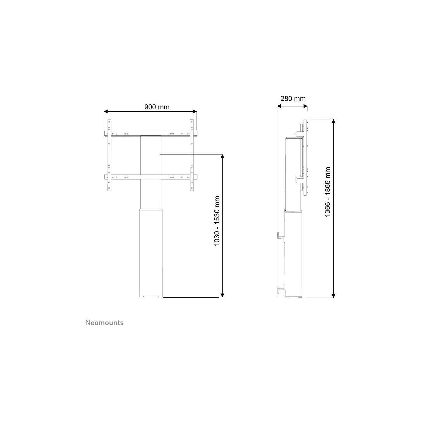 NEOMOUNTS TV Monitor LFD Elektrische Wandhalterung 106.7-254cm 42-100Zoll max130kg fixed Hhe 105-155cm silber Stand opti
