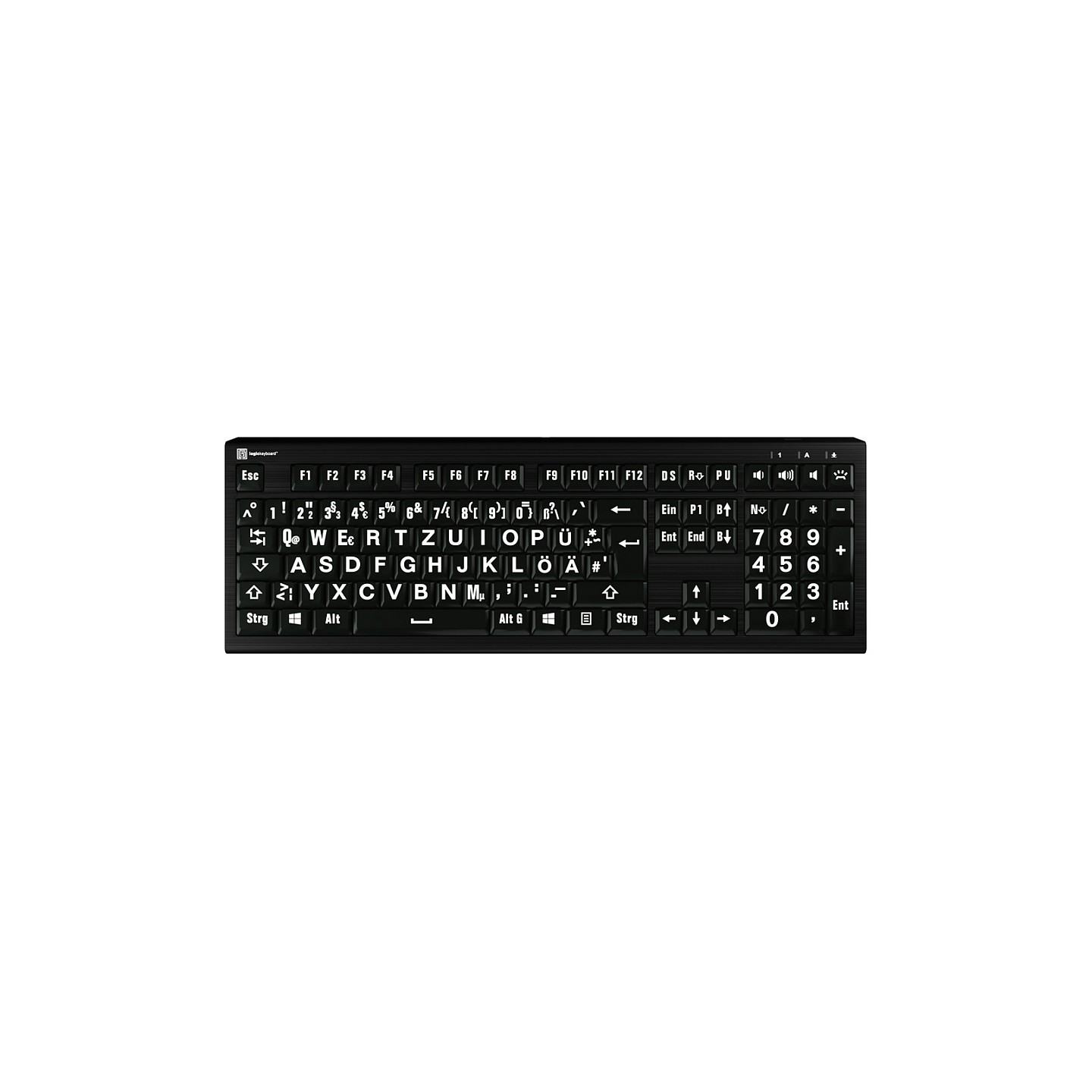 LogicKeyboard XL-Print Astra 2 White on Black DE (PC) — Buy in Cyprus with Fast Delivery