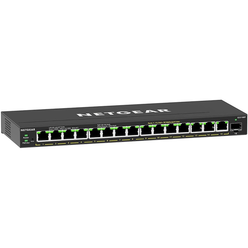 Buy NETGEAR GS316EP-100PES - 16-Port PoE+ Gigabit Switch, 180W Budget, 15x RJ45 ... in Cyprus, Nicosia, Limassol, Larnaka, Pafos