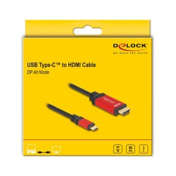 DELOCK ?USB Type-C zu HDMI Kabel DP Alt Mode 8K 60 Hz mit HDR Funktion 3m rot — Buy in Cyprus with Fast Delivery