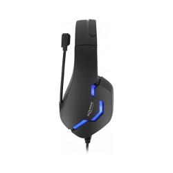 Gaming Headset Over-Ear mit 3.5 mm Klinkenstecker und blauem LED Licht für PC. Notebook und Spielekonsolen