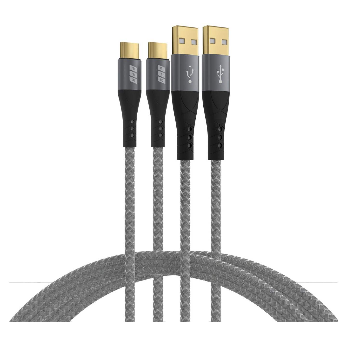 EFB USB-A auf USB-C Kabelset 60W QC 3A 2x3m grau — Buy in Cyprus with Fast Delivery
