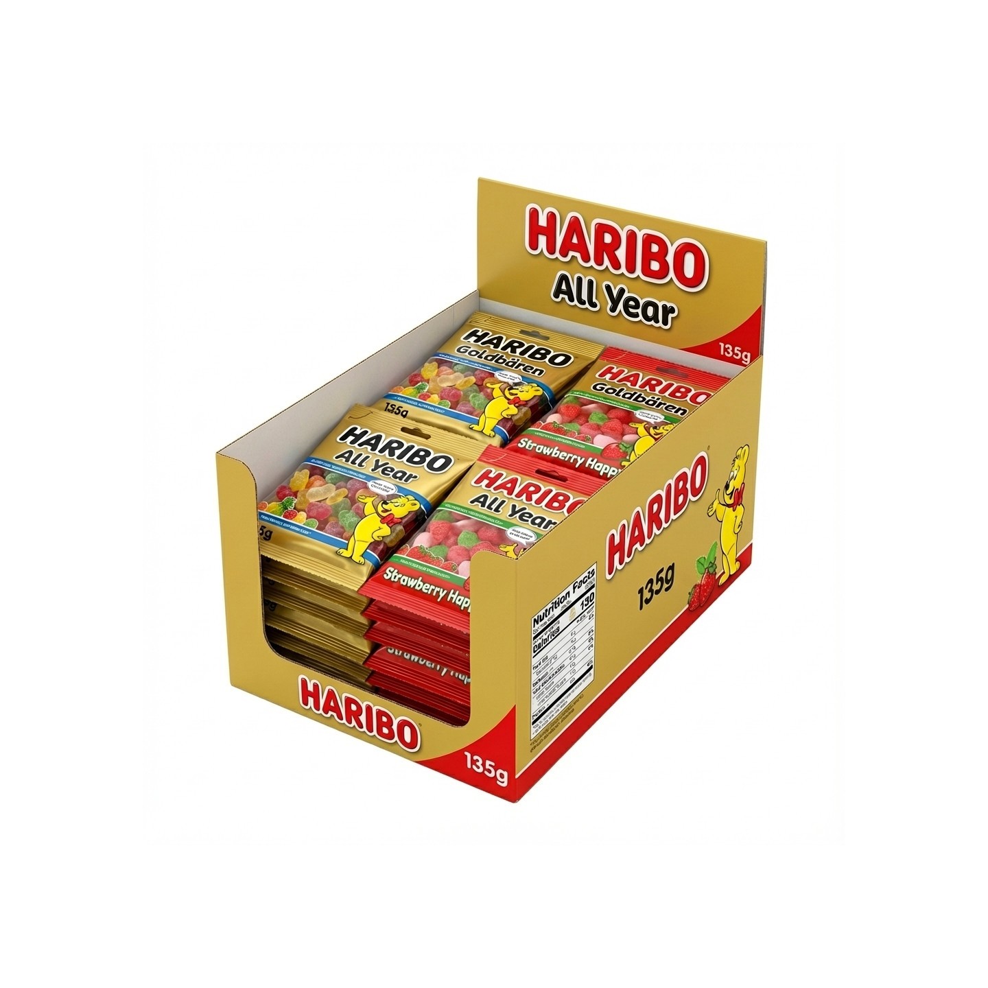 CANDLE Thekendisplay Haribo All Year 20 x 135g. 5 x Strawberry Happ — Buy in Cyprus with Fast Delivery