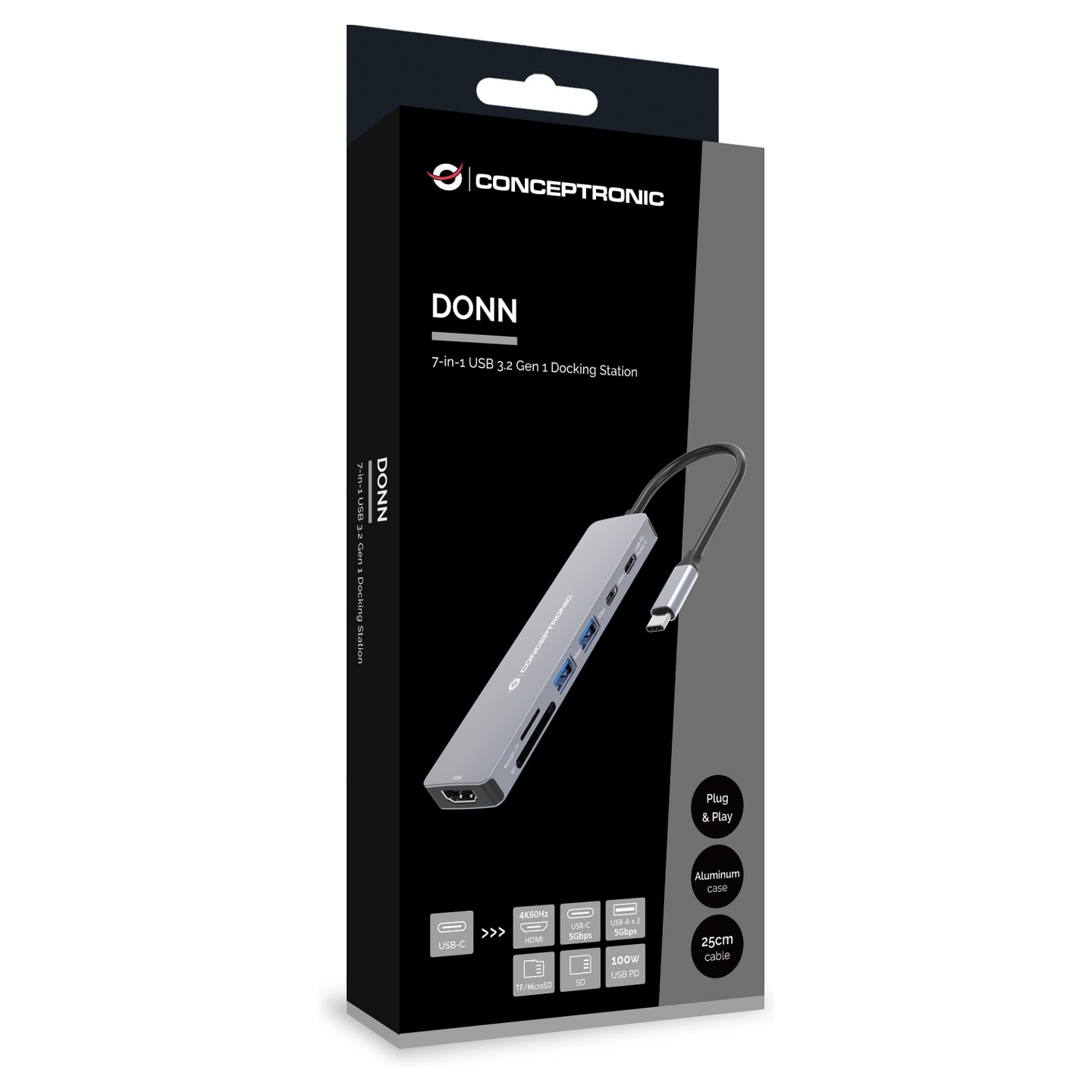 CONCEPTRONIC 7-1 Dock USB-C- to HDMI USB-C 2xUSB-A + 25cm gr — Buy in Cyprus with Fast Delivery