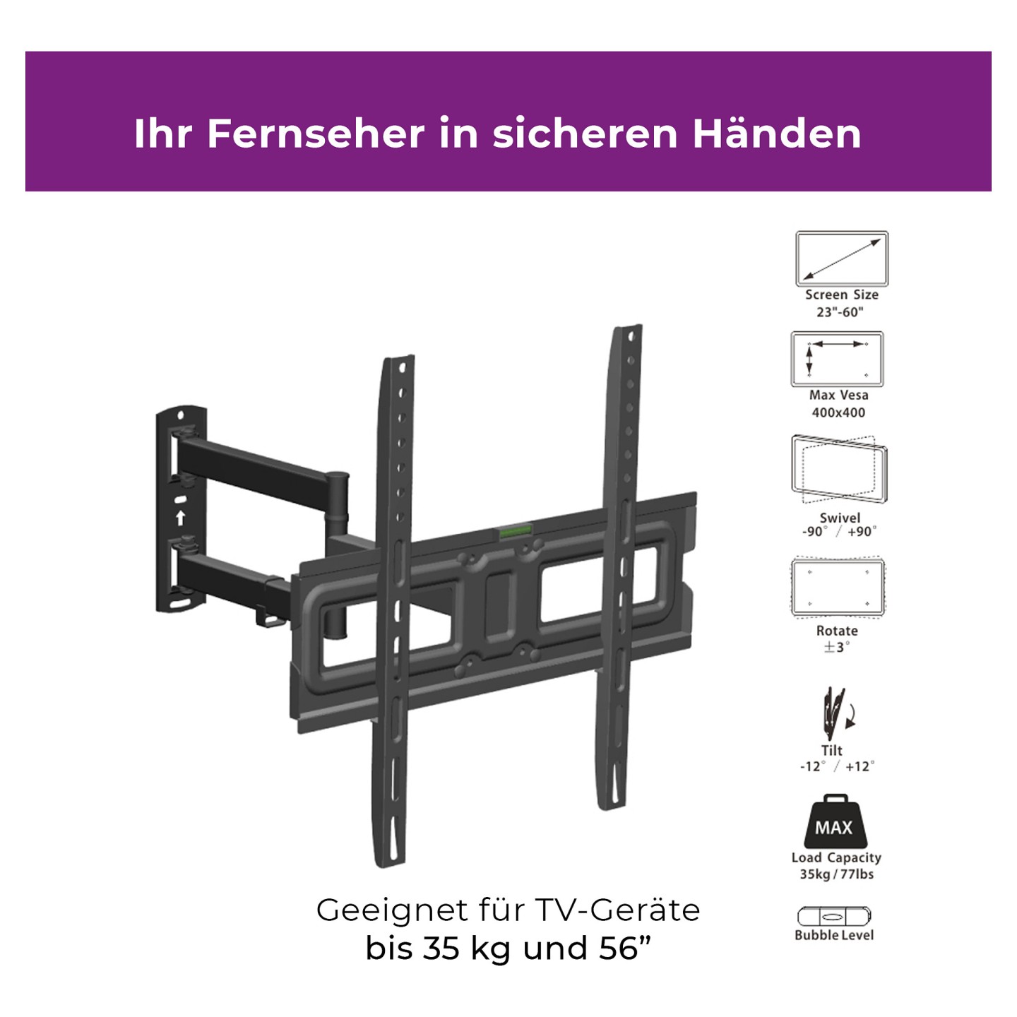 ZUB Ultron Wandhalterung Flatscreen WM200 32-60' Neigung Winkel — Buy in Cyprus with Fast Delivery