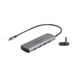 DELOCK USB 10 Gbps 4 Port USB Typ-A Hub mit USB Type-C Anschluss und zustzlicher Strombuchse