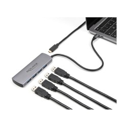 DELOCK USB 10 Gbps 4 Port USB Typ-A Hub mit USB Type-C Anschluss und zustzlicher Strombuchse