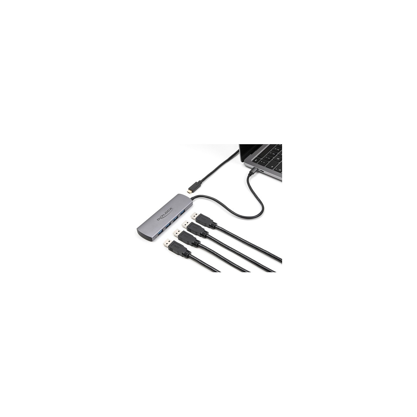 DELOCK USB 10 Gbps 4 Port USB Typ-A Hub mit USB Type-C Anschluss und zustzlicher Strombuchse